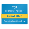 Top Fernhochschule 2026 Top Fernhochschule Award 2026 von FernstudiumCheck.de, ausgezeichnet für herausragende Leistungen in der Fernbildung.