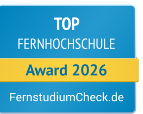 Top Fernhochschule 2026 Top Fernhochschule Award 2026 von FernstudiumCheck.de, ausgezeichnet für herausragende Leistungen in der Fernbildung.