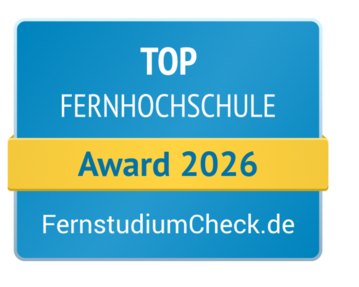 Top Fernhochschule 2026 Top Fernhochschule Award 2026 von FernstudiumCheck.de, ausgezeichnet für herausragende Leistungen in der Fernbildung.