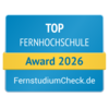 Top Fernhochschule 2026 Top Fernhochschule Award 2026 von FernstudiumCheck.de, ausgezeichnet für herausragende Leistungen in der Fernbildung.