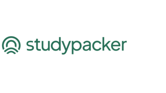 Logo von Studypacker in grüner Schrift auf weißem Hintergrund. Das Design enthält ein stilisiertes Symbol über dem Text.